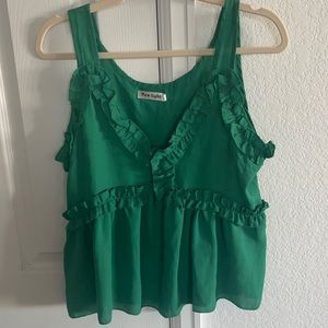 Green Ruffle Tank